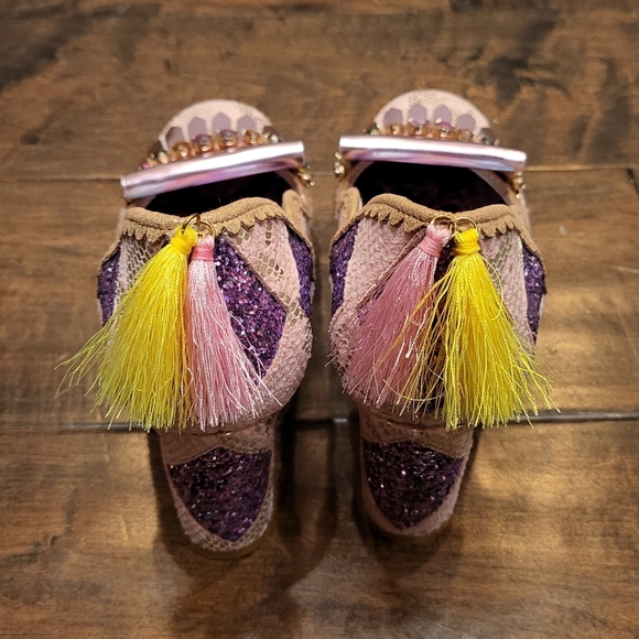 NWT Size 6.5 Irregular Choice Amorgos Pink Rhinestone, Snake Skin Glitter Heels - Picture 8 of 11